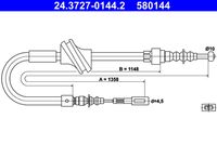 ATE 580144 - Lado de montaje: Atrás izquierda<br>Tipo de freno: Discos<br>Longitud [mm]: 1398<br>