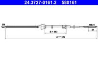 ATE 580161 - Lado de montaje: posterior<br>Lado de montaje: izquierda<br>Lado de montaje: derecha<br>Longitud 1/Longitud 2 [mm]: 1632/1123<br>