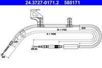 ATE 580171 - Lado de montaje: posterior<br>Lado de montaje: izquierda<br>Longitud 1/Longitud 2 [mm]: 1958/1705<br>