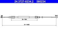 ATE 580234 - Cable de accionamiento, freno de estacionamiento