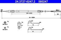 ATE 580247 - Cable de accionamiento, freno de estacionamiento