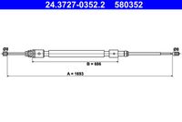 ATE 580352 - para número de OPR hasta: 10422<br>Número de piezas necesarias: 2<br>Lado de montaje: posterior<br>Tipo de freno: Tambor<br>Longitud [mm]: 1716<br>