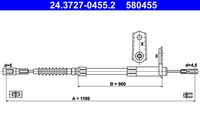 ATE 580455 - Vehículo con dirección a la izquierda / derecha: para vehic. dirección izquierda<br>Tipo de vehículo: 500<br>Lado de montaje: centro<br>Longitud 1 [mm]: 2622<br>Long. 3 [mm]: 2225<br>Peso [kg]: 0,73<br>