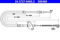 ATE 580460 - Lado de montaje: Atrás izquierda<br>Tipo de freno: Tambor<br>Longitud [mm]: 1845<br>