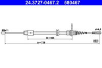 ATE 580467 - Vehículo con dirección a la izquierda / derecha: para vehic. dirección izquierda<br>Lado de montaje: delante<br>Número de piezas necesarias: 1<br>Tipo de freno: Discos<br>Longitud [mm]: 2057<br>