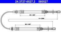 ATE 580527 - Lado de montaje: posterior<br>Tipo de freno: Tambor<br>Long. 4 [mm]: 802<br>Peso [kg]: 0,81<br>Longitud 1 [mm]: 3025<br>Long. 3 [mm]: 802<br>