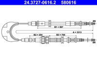 ATE 580616 - Lado de montaje: posterior<br>Tipo de freno: Tambor<br>Long. 4 [mm]: 867<br>Peso [kg]: 0,96<br>Longitud 1 [mm]: 3313<br>Long. 3 [mm]: 969<br>