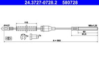 ATE 580728 - Cable de accionamiento, freno de estacionamiento