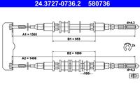 ATE 580736 - Cable de accionamiento, freno de estacionamiento