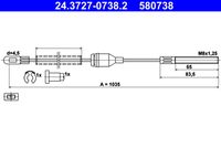 ATE 580738 - Cable de accionamiento, freno de estacionamiento