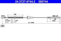 ATE 580744 - Lado de montaje: Atrás izquierda<br>Tipo de freno: Tambor<br>Longitud [mm]: 1373<br>Artículo complementario/Información complementaria: con accesorios<br>