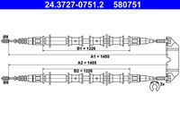 ATE 580751 - Número de piezas necesarias: 1<br>Lado de montaje: delante<br>Tipo de freno: Discos<br>Longitud [mm]: 279<br>Artículo complementario/Información complementaria: con accesorios<br>