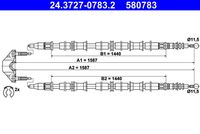 ATE 580783 - Número de piezas necesarias: 1<br>Lado de montaje: delante<br>Tipo de freno: Discos<br>Longitud [mm]: 279<br>Artículo complementario/Información complementaria: con accesorios<br>