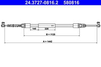 ATE 580816 - Lado de montaje: posterior<br>Lado de montaje: izquierda<br>Lado de montaje: derecha<br>Longitud 1/Longitud 2 [mm]: 1505/1234<br>