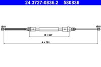 ATE 580836 - Cable de accionamiento, freno de estacionamiento