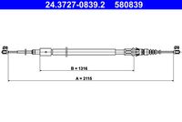 ATE 580839 - Lado de montaje: posterior<br>Lado de montaje: izquierda<br>Lado de montaje: derecha<br>Longitud 1/Longitud 2 [mm]: 2115/1316<br>