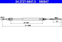 ATE 580847 - Cable de accionamiento, freno de estacionamiento