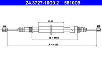 ATE 581009 - Dinámica de frenado / conducción: para vehículos sin ABS<br>Número de piezas necesarias: 2<br>Lado de montaje: posterior<br>Tipo de freno: Tambor<br>Longitud [mm]: 1430<br>