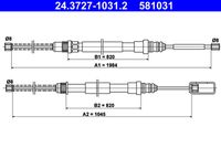 ATE 581031 - Cable de accionamiento, freno de estacionamiento