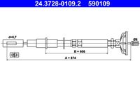 ATE 590109 - Cable de accionamiento, accionamiento del embrague