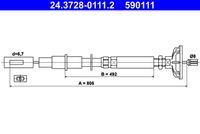 ATE 590111 - Cable de accionamiento, accionamiento del embrague