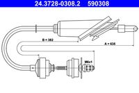 ATE 590308 - Cable de accionamiento, accionamiento del embrague