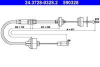 ATE 590328 - Longitud 1/Longitud 2 [mm]: 895/735<br>Reajuste: con reajuste automático<br>