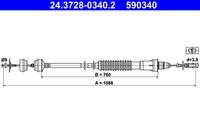 ATE 590340 - Cable de accionamiento, accionamiento del embrague