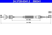 ATE 590341 - Cable de accionamiento, accionamiento del embrague