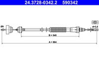 ATE 590342 - Cable de accionamiento, accionamiento del embrague