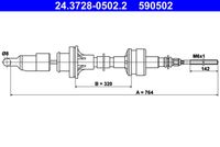 ATE 590502 - Cable de accionamiento, accionamiento del embrague