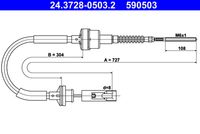 ATE 590503 - Cable de accionamiento, accionamiento del embrague