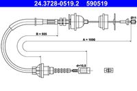 ATE 590519 - Cable de accionamiento, accionamiento del embrague