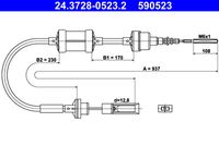 ATE 590523 - Cable de accionamiento, accionamiento del embrague