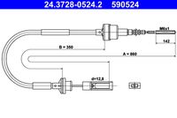 ATE 590524 - Cable de accionamiento, accionamiento del embrague