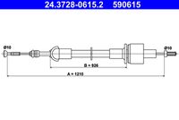 ATE 590615 - Cable de accionamiento, accionamiento del embrague