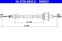 ATE 590623 - Vehículo con dirección a la izquierda / derecha: para vehic. dirección izquierda<br>Dinámica de frenado / conducción: para vehículos con asistencia a la frenada<br>Longitud 1 [mm]: 650<br>Long. 3 [mm]: 360<br>Peso [kg]: 0,16<br>