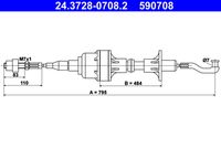 ATE 590708 - Cable de accionamiento, accionamiento del embrague