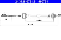 ATE 590721 - N.º de chasis (VIN) hasta: S3/S4/S6<br>Vehículo con dirección a la izquierda / derecha: para vehic. dirección izquierda<br>Longitud [mm]: 727<br>