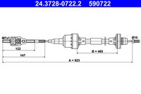 ATE 590722 - Cable de accionamiento, accionamiento del embrague