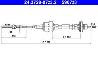 ATE 590723 - Cable de accionamiento, accionamiento del embrague