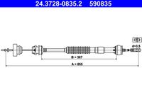 ATE 590835 - Cable de accionamiento, accionamiento del embrague