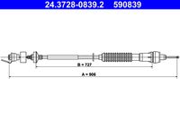 ATE 590839 - Cable de accionamiento, accionamiento del embrague