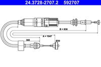 ATE 592707 - Cable de accionamiento, accionamiento del embrague