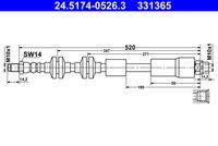 ATE 331365 - Número de piezas necesarias: 2<br>Lado de montaje: en la pinza del freno<br>Lado de montaje: Eje trasero<br>Longitud [mm]: 221<br>Rosca exterior [mm]: M10x1<br>Rosca interior [mm]: M10x1<br>Ancho de llave 1 [mm]: 14<br>Ancho de llave 2 [mm]: 17<br>