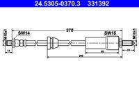 ATE 331392 - Lado de montaje: Eje trasero izquierda<br>Longitud [mm]: 306<br>Rosca 1: OUT M10x1.0<br>Rosca 2: OUT M10x1.0<br>Referencia artículo par: SL 3193<br>Peso [kg]: 0,1<br>