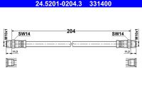 ATE 331400 - Lado de montaje: Eje trasero izquierda<br>Longitud [mm]: 201<br>Rosca exterior [mm]: M10x1<br>Rosca interior [mm]: M10x1<br>Ancho de llave 1 [mm]: 14<br>