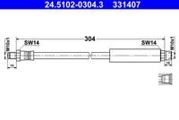 ATE 331407 - Lado de montaje: Eje delantero<br>Longitud [mm]: 580<br>Rosca 1: OUT M10x1.0<br>Rosca 2: INN M10x1.0<br>Peso [kg]: 0,12<br>