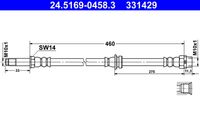 ATE 331429 - Lado de montaje: Eje delantero<br>Longitud [mm]: 510<br>Rosca 1: INN M10x1.0<br>Rosca 2: OUT M10x1.0<br>Peso [kg]: 0,11<br>