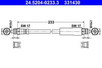 ATE 331430 - año construcción hasta: 10/2014<br>Número de PR: 1KW<br>Número de piezas necesarias: 2<br>Lado de montaje: Eje trasero<br>Longitud [mm]: 257<br>Rosca interior [mm]: M10x1<br>Artículo complementario / información complementaria 2: con tornillo hueco<br>Ancho de llave 1 [mm]: 11<br>